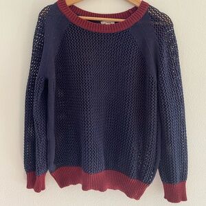 Two-Tone Crochet Knit Sweater